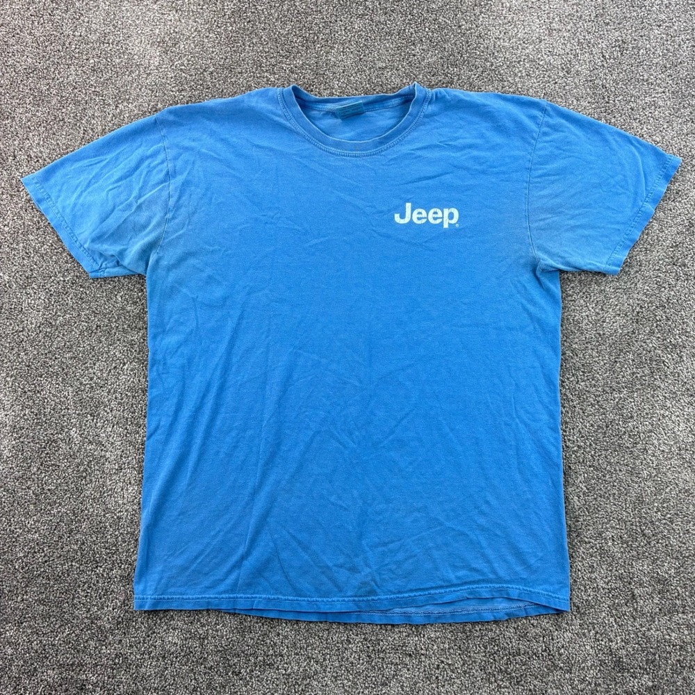 Jeep Shirt Mens‎ XL Blue Cotton Graphic Beach Sunset 1941 Off Roading